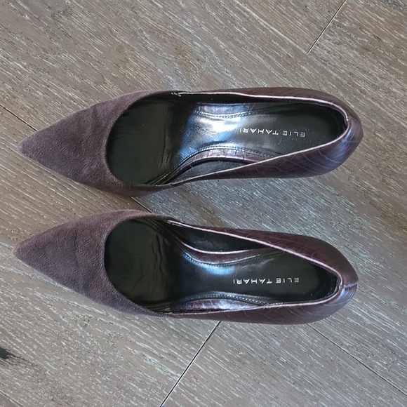 Elie Tahari brown suede and leather pumps - Picture 6 of 6